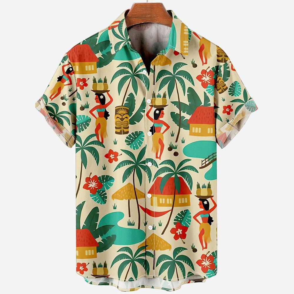 Hawaiian Shirts For Men Fashion Comfortable Unisex Short Sleeve Tops Beach Travel Surf Casual Oversized Men's