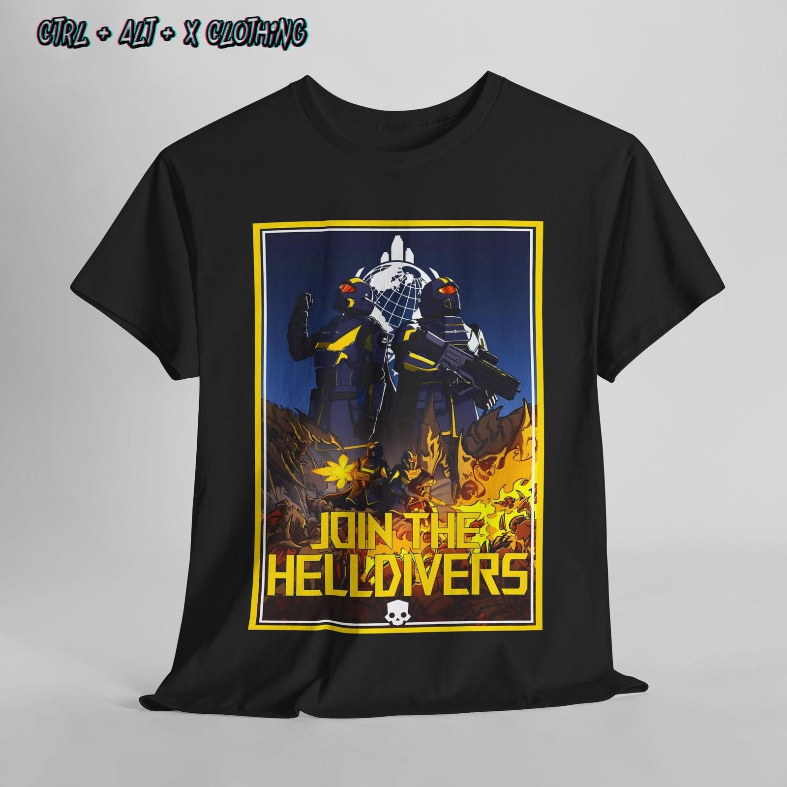 Унисекс футболка Helldivers 2, геймерская футболка, футболка с видеоигрой, игровая футболка, графическая L