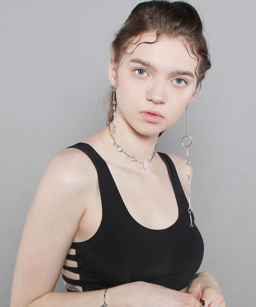 De La Lune Silver Main Body Asymmetrical Earrings [Dl17Sser05Svf]