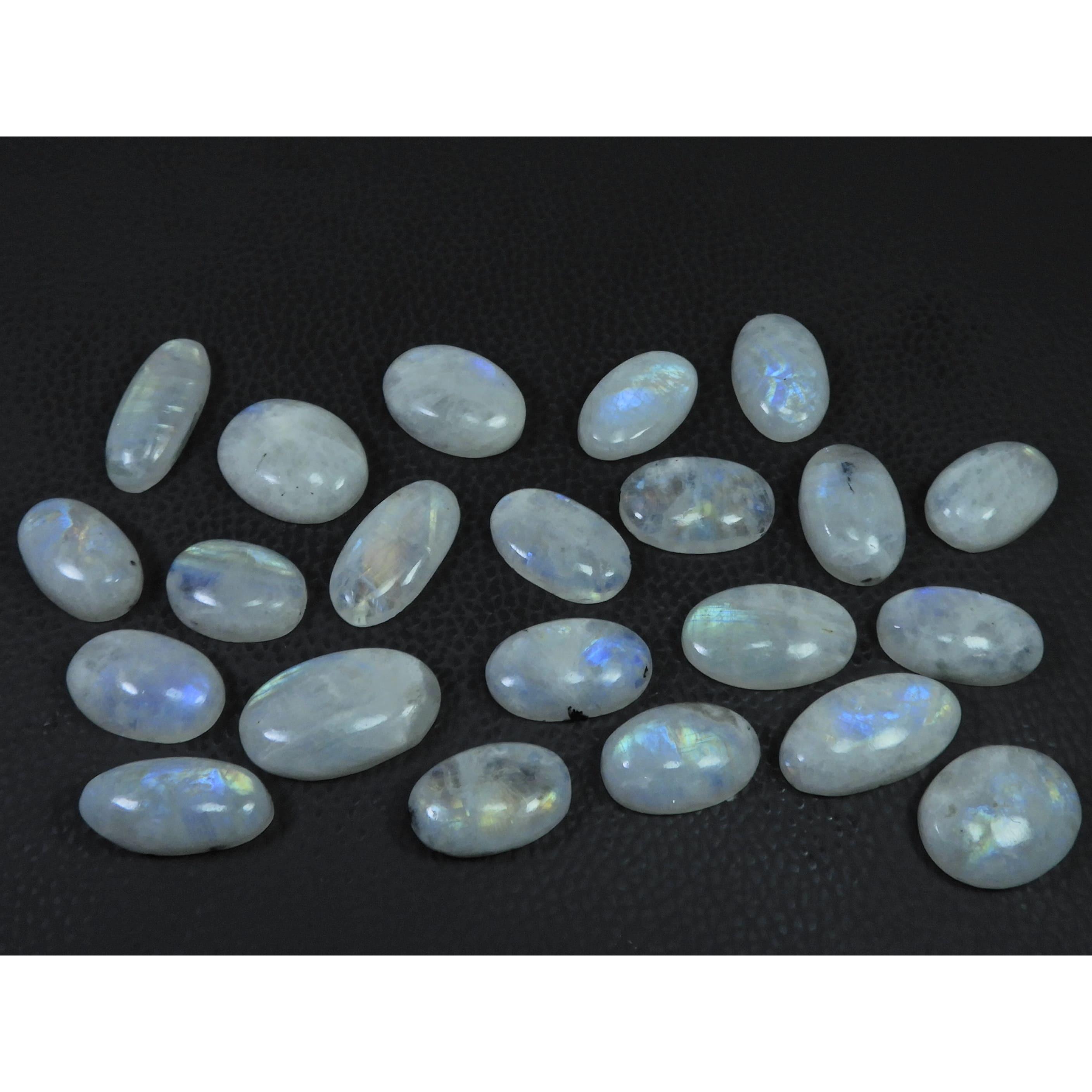 

324Cts. Natural Rainbow Moonstone Oval Cabochon Loose Gemstone 22Pcs Lot C-702
