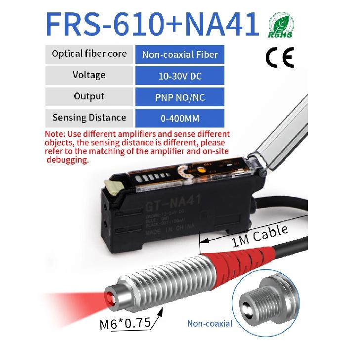 GTRIC Fiber Optic Sensor Amplifier,10-30V DC 3-wire PNP NO/NC NA41 ,Coaxial Non-coaxial Diffusion Optical,Photoelectric Sensor