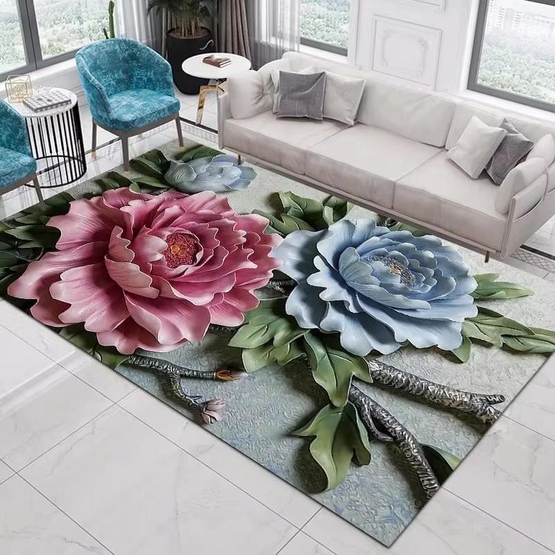 Flower Pastoral 3D Printed Carpet Home Decor Entrance Door Mats Living Room Rugs Carpets in The Bedroom Children Carpet Bath Mat