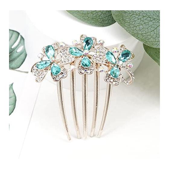 Sparkling Floral Hair Comb - Elegant Bridal Hair Accessory for Parties, Weddings, and Special Occasions (Purple)