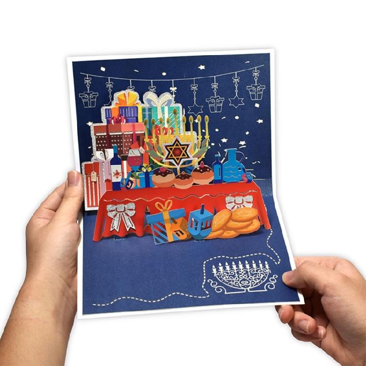 Exquisite Handmade Gift Card for Chanukah Festival 3DPopUp Blessing Card