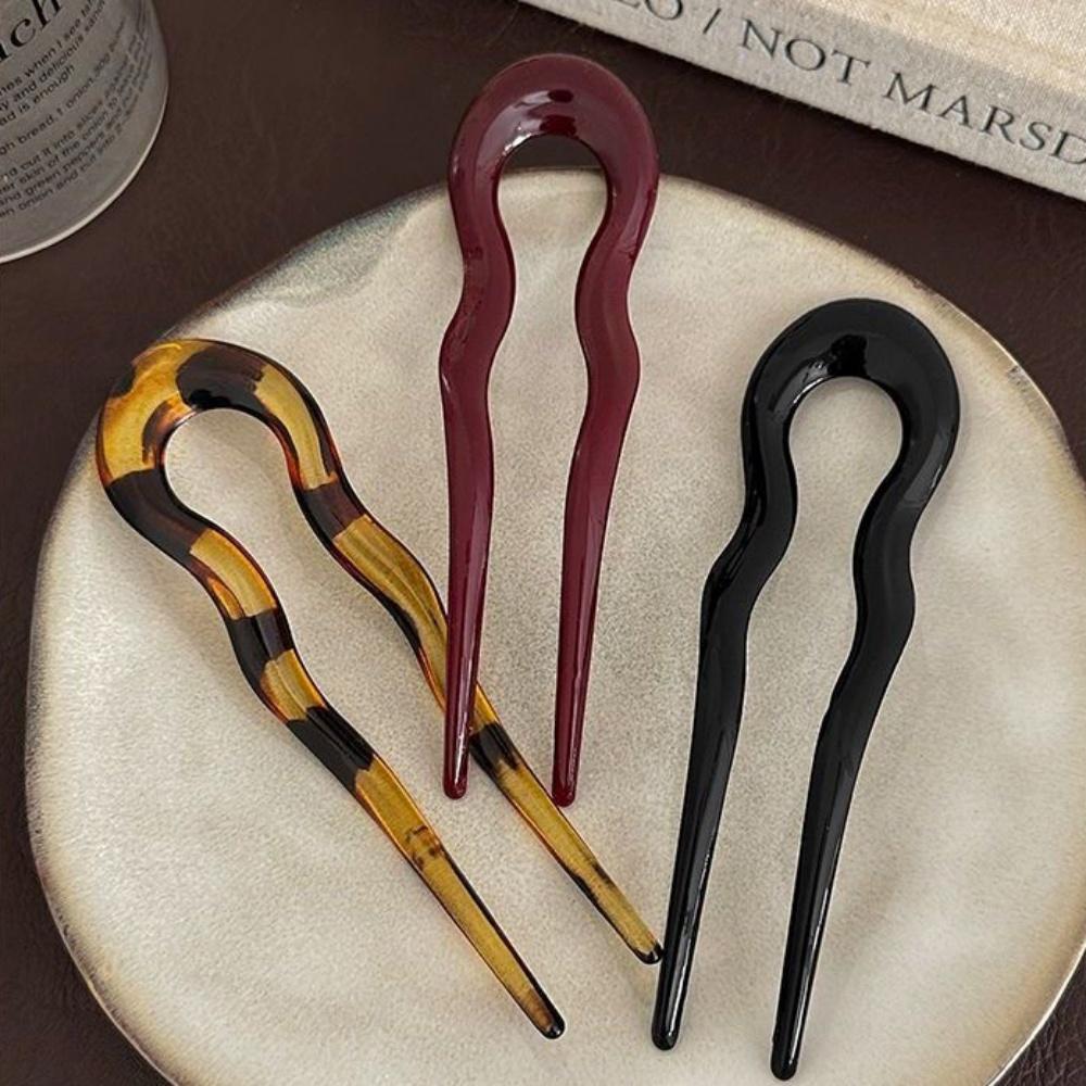 Fashion Acetate Hair Sticks For Women Girls Shell Hair Clip Pins U Shape Hairpins Hair Bun Maker Fashion Hair Accessories
