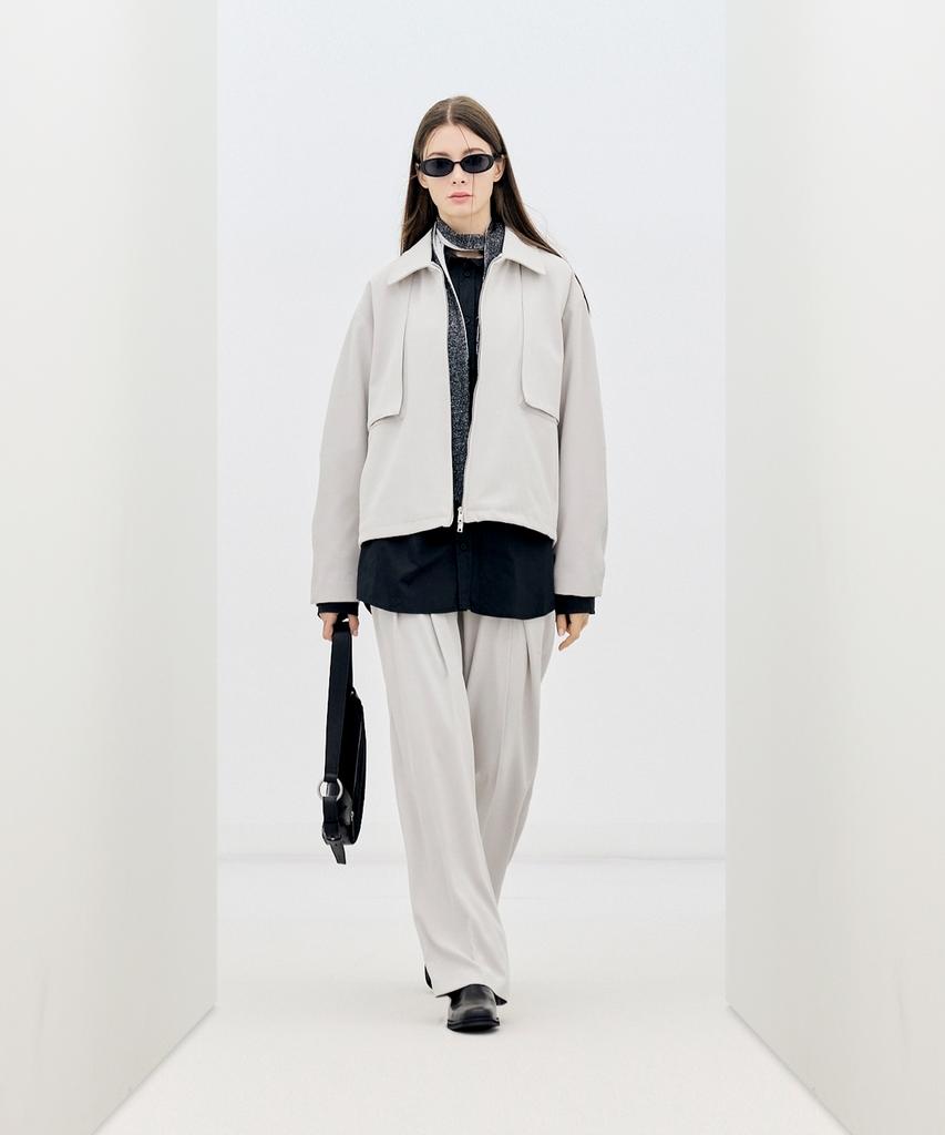 Ironyporno Whiteline 86-Iro241 Monotone Placket Jacket Light Grey