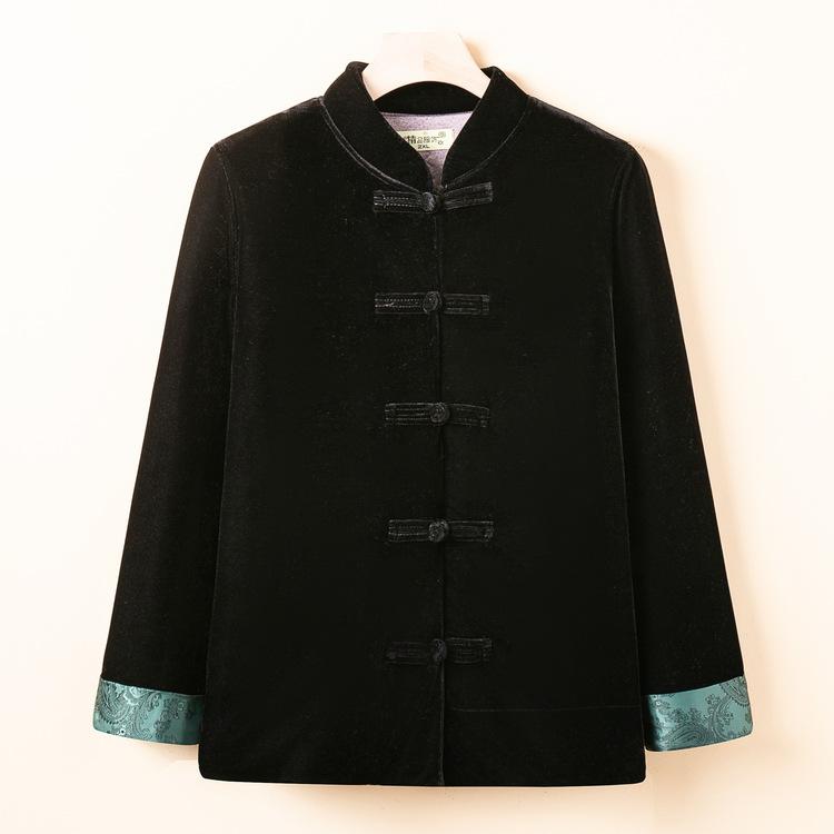 Spring and Autumn Tang Suit Women's Long-sleeved Jacket Casual Chinese Mother Suit Chinese Style Middle-aged and Elderly Double-sided Tops for Women