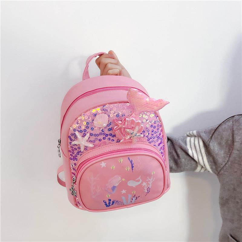 Backpack Kids Mermaid With With Shell Shimmer Starfish Design For Childrens