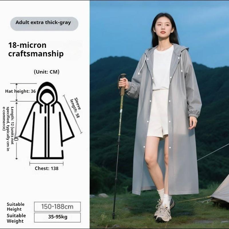 EVA Reusable Long Rain Poncho - Thick Adult Raincoat for Outdoor Hiking, Travel, Cycling and Camping