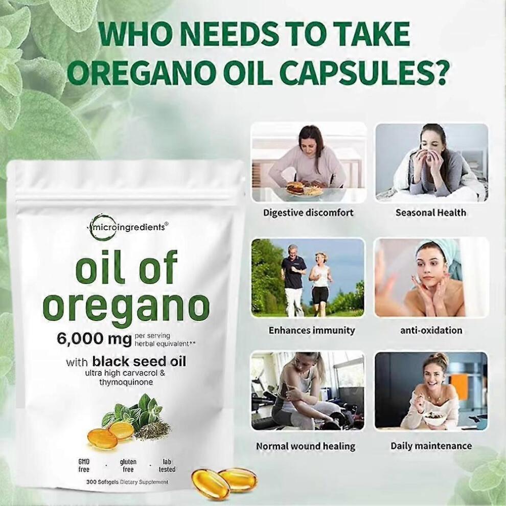 Oil of Oregano Black Seed Oil 6000mg Nutrition Gels & Chews 180/300 Count