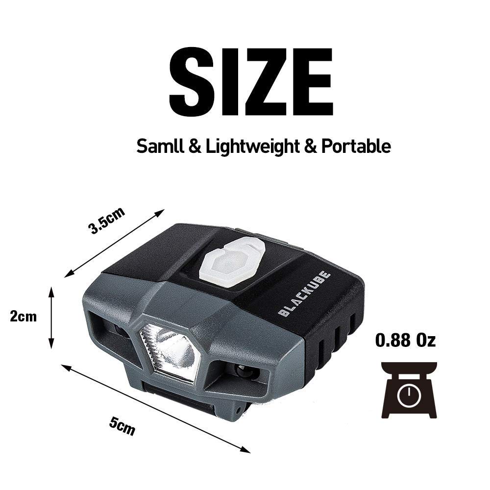 BLACKUBE Rechargeable Cap Light with Motion Bright Battery Fishing Qualified Invoices Available Clip-on Sensor, 29-Hour Life, Light,