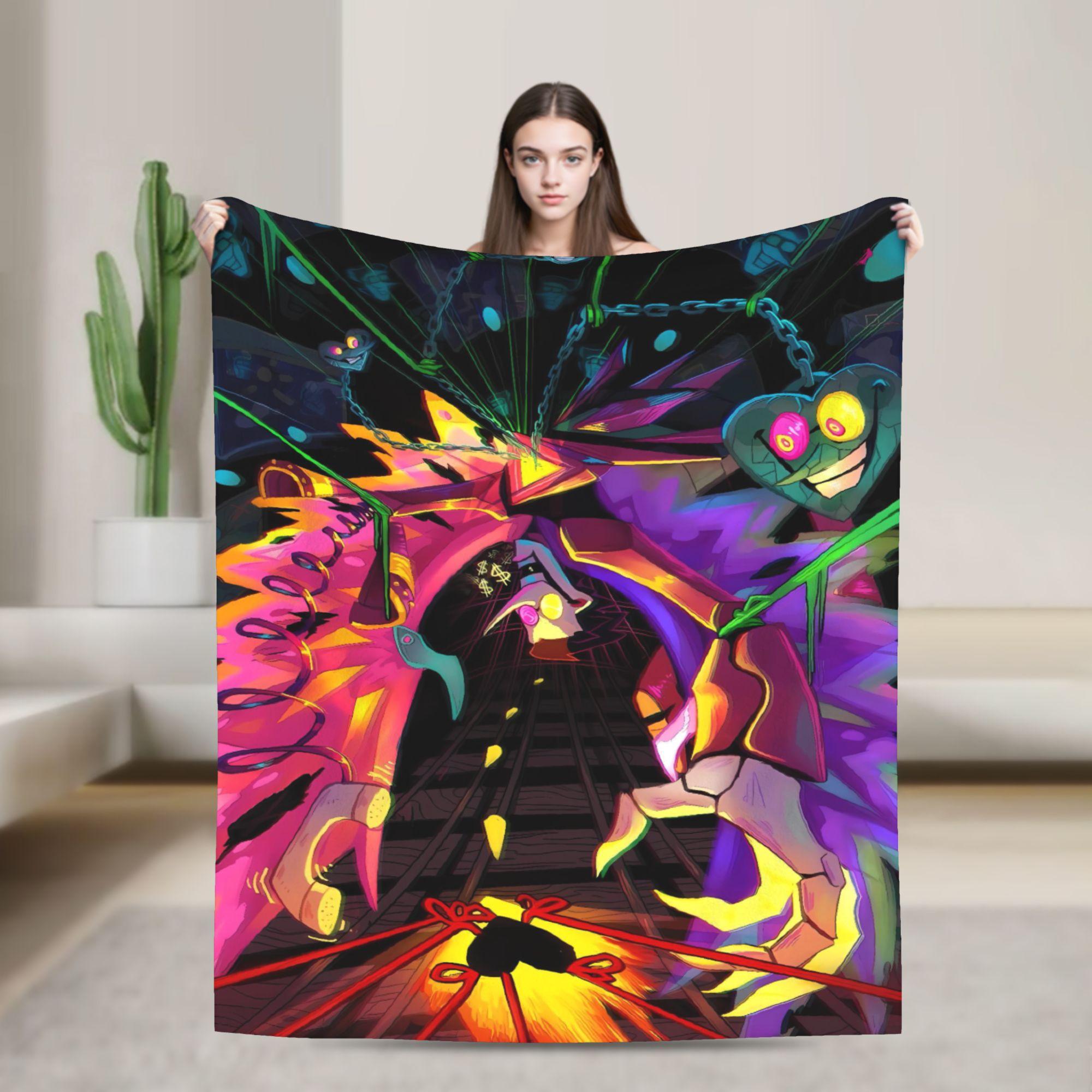 Game Deltarune Spamton Flannel Blanket Warm Soft Throw Blanket for Home Decor Travel Office Aesthetic Bedspread Sofa Bed Cover 75X95CM