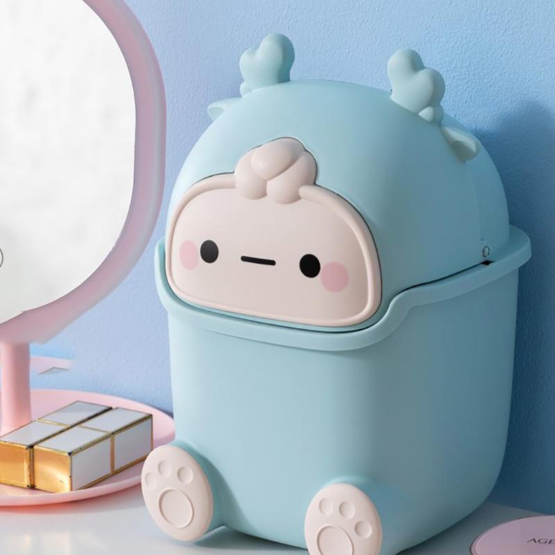 Ins Desktop Small Trash Bin Waste Bin Bedroom Home Cute Trash Can With Lid