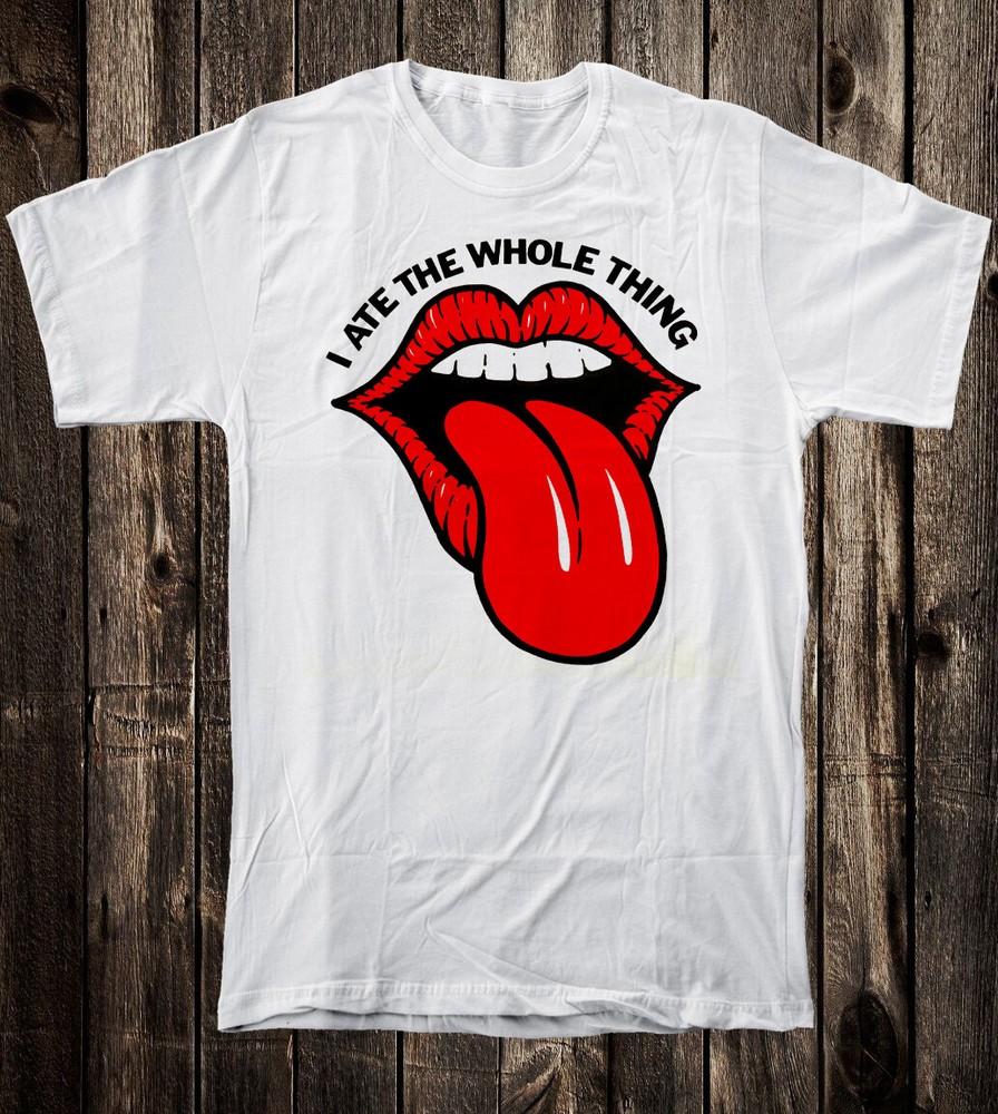 

Retro Novelty T Shirt 100% Cotton 60 s 70 s Art Ate The Whole Thing Lips Unisex T-Shirt S
