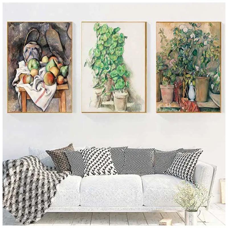Vintage Paul Cezanne Garden Still Life Terracotta Pots 1890s Art Posters Canvas Painting Wall Prints Picture for Room Home Decor