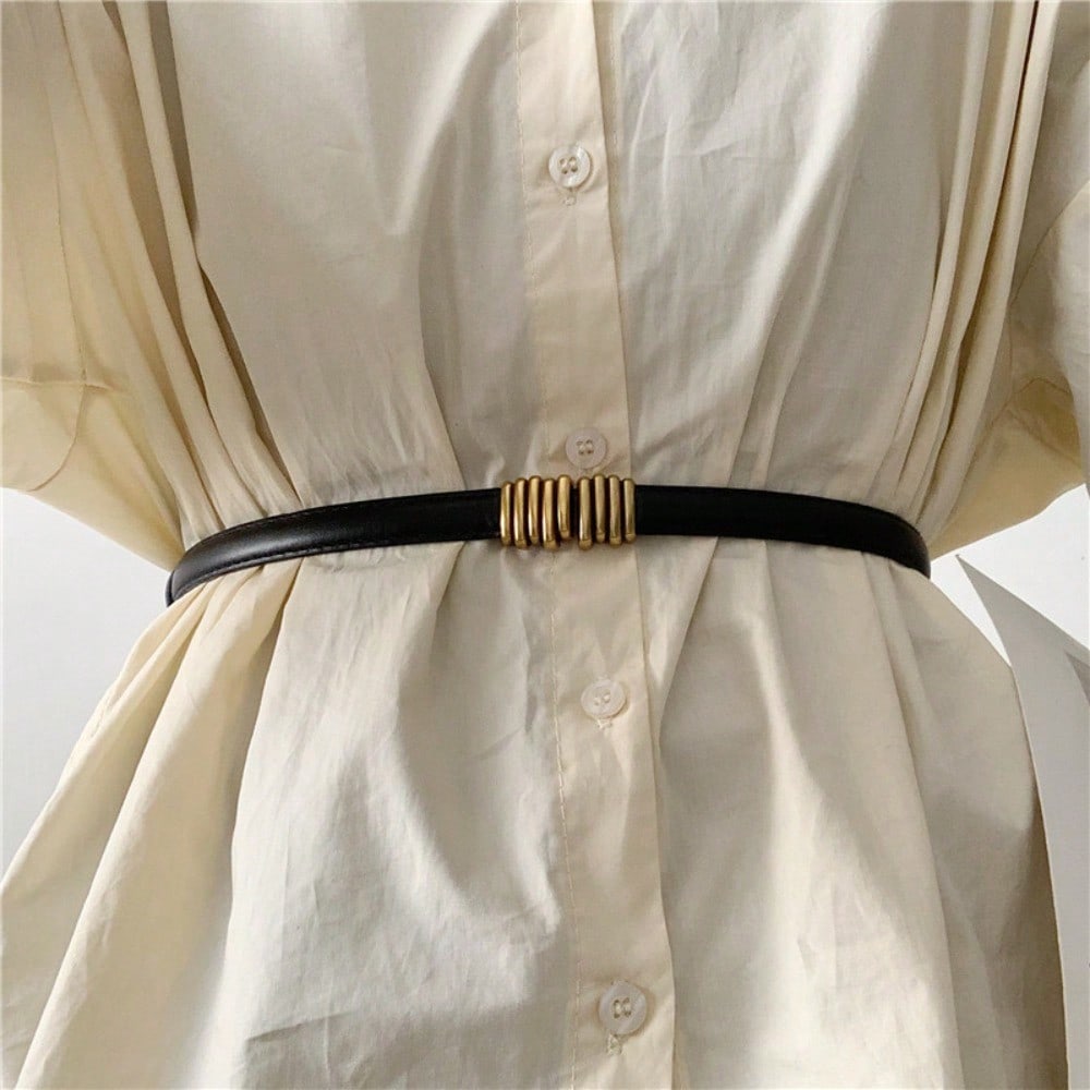 Suit Retro Thin Belt Women's Summer Fashion Versatile Decoration with Dress Skirt Coat Waist Seal Belt Black