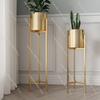 Golden Flower Stand, Indoor Light Luxury Ironwork Flower Pot Stand, Elegant Floor-Standing Home Living Room Decoration, Stylish