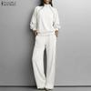ZANZEA Bluză și pantaloni cu mânecă lungă pentru femei Seturi de costume casual din două piese