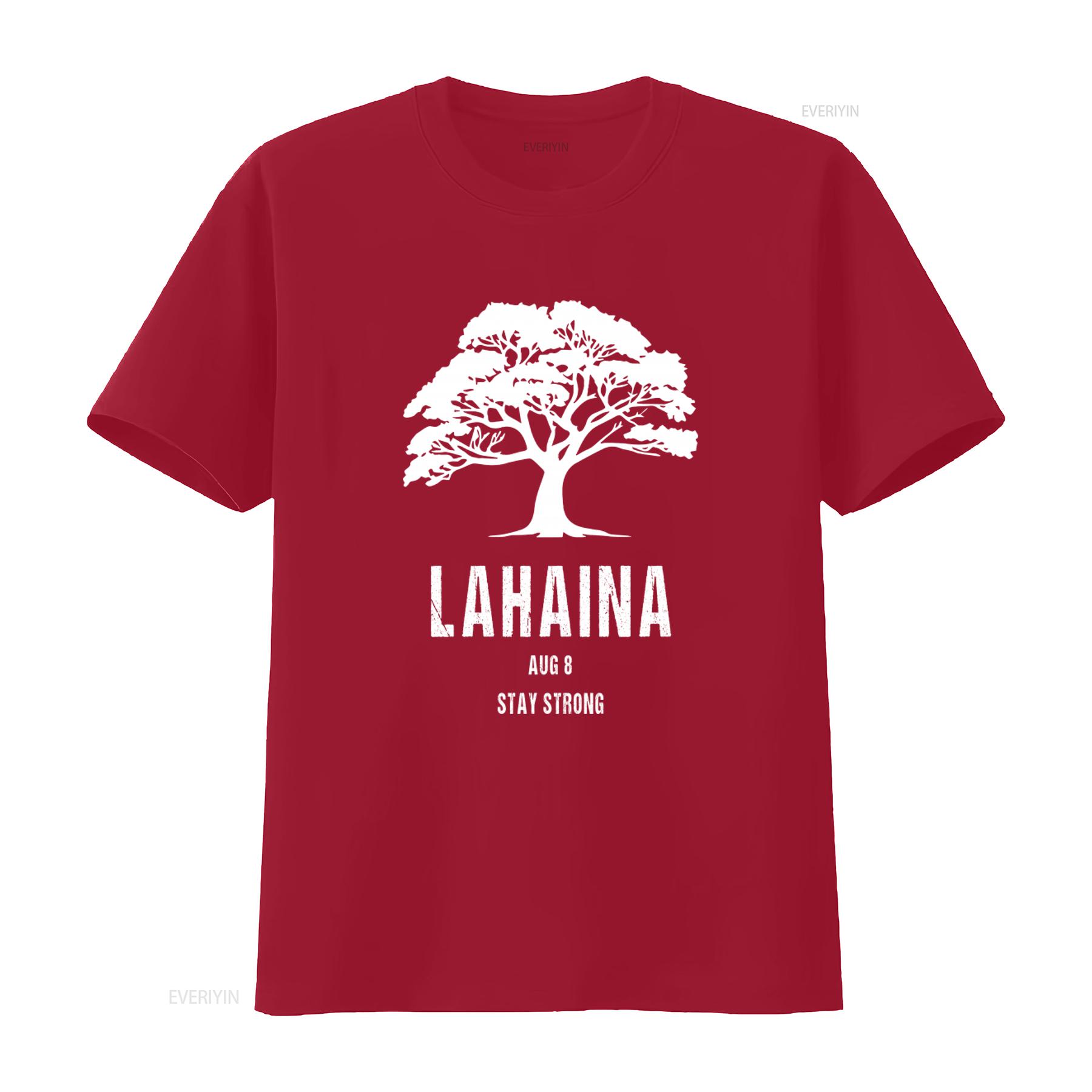 Maui Hawaii Strong Lahaina Wildfire Survivor Premium T Shirt with Tree Design and Stay Strong Message vintage Washed S