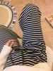 Retro Striped Wide-Leg Floor-Length Pants: 145cm Petite Fit for Women