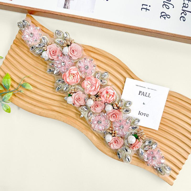 Big Rhinestone 3D Flower Applique for Sewing Clothing Headbands Diy Craft Party Decoration Fabric Trim