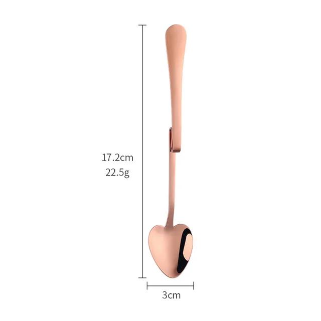 Hanging Cup Coffee Spoon Heart Shape Stainless Steel Scoop Silver Sugar Dessert Spoons Gold Stirring Tea-spoon Snack Juice Tools