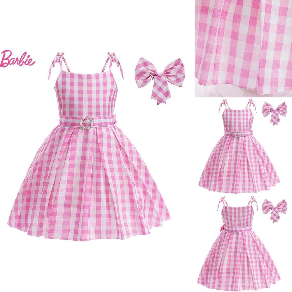 Przepiękna Sukienka Księżniczki Barbie Dla Dzieci Kostium Cosplay Poliester Różowy Rozmiary 100cm-150cm