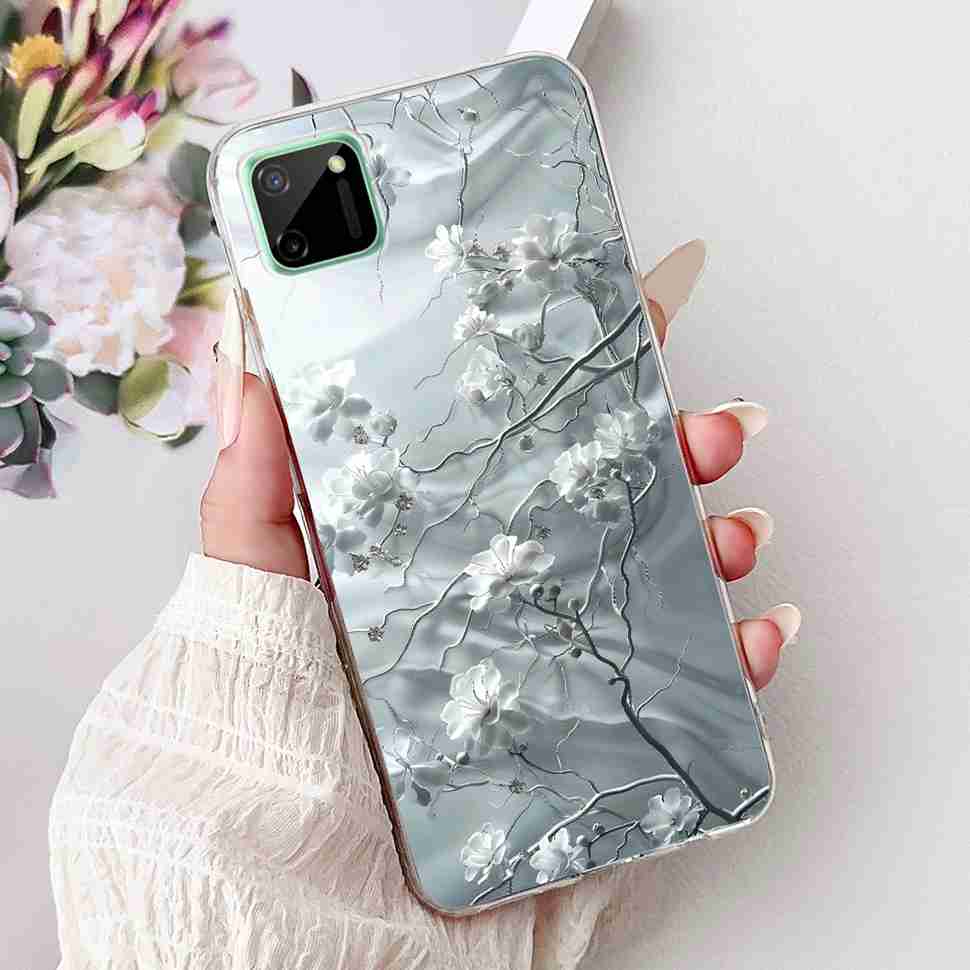 For Oppo Realme C11 6.5" Case Colorful Butterfly Soft Silicone TPU Cover For Realme c11 C11 RMX2185 Fashion Flower Phone Cases