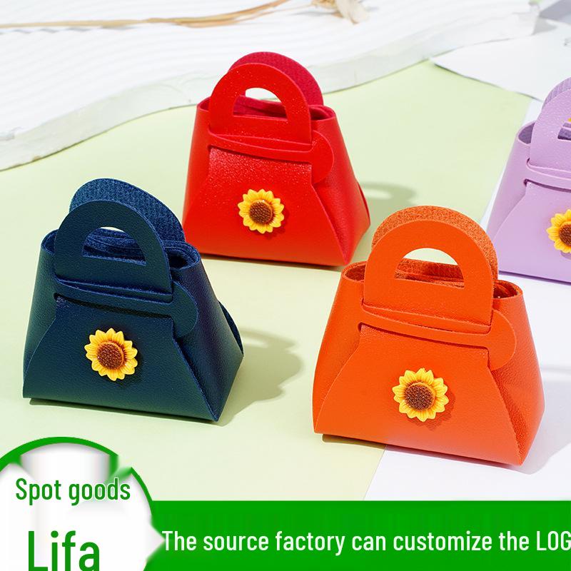Multicolor Korean PU Leather Mini Wallet, Keychain Charm, and Sunflower Bag