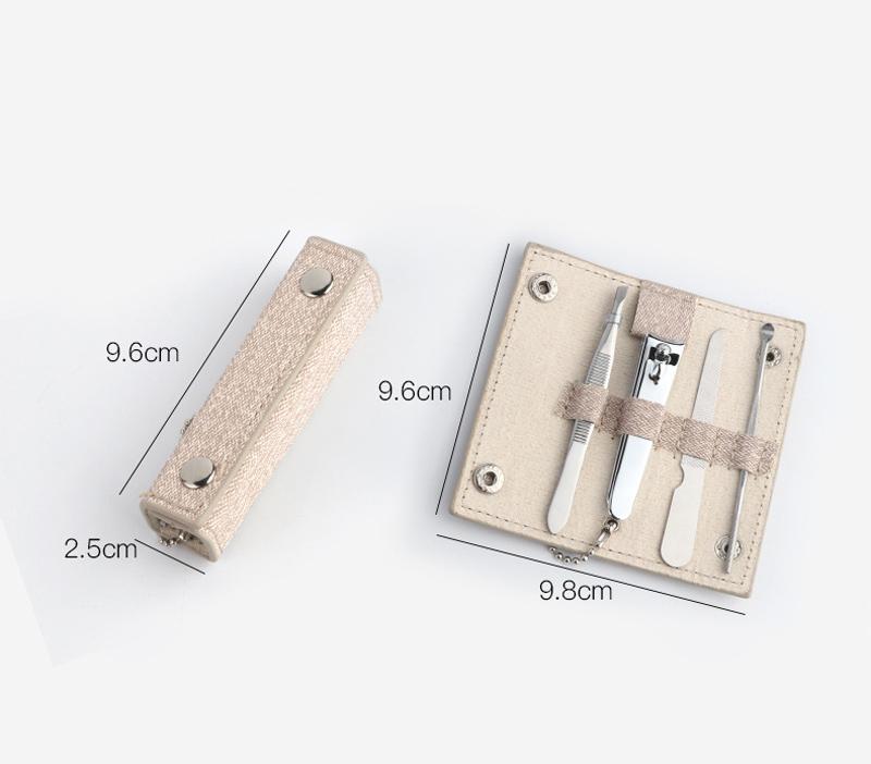 4PCS Keychain Manicure Set Cutting Toe Nails Protable Toenail Cut Clipper File Kit with Case Stainless Steel Cutter Tweezer Pick