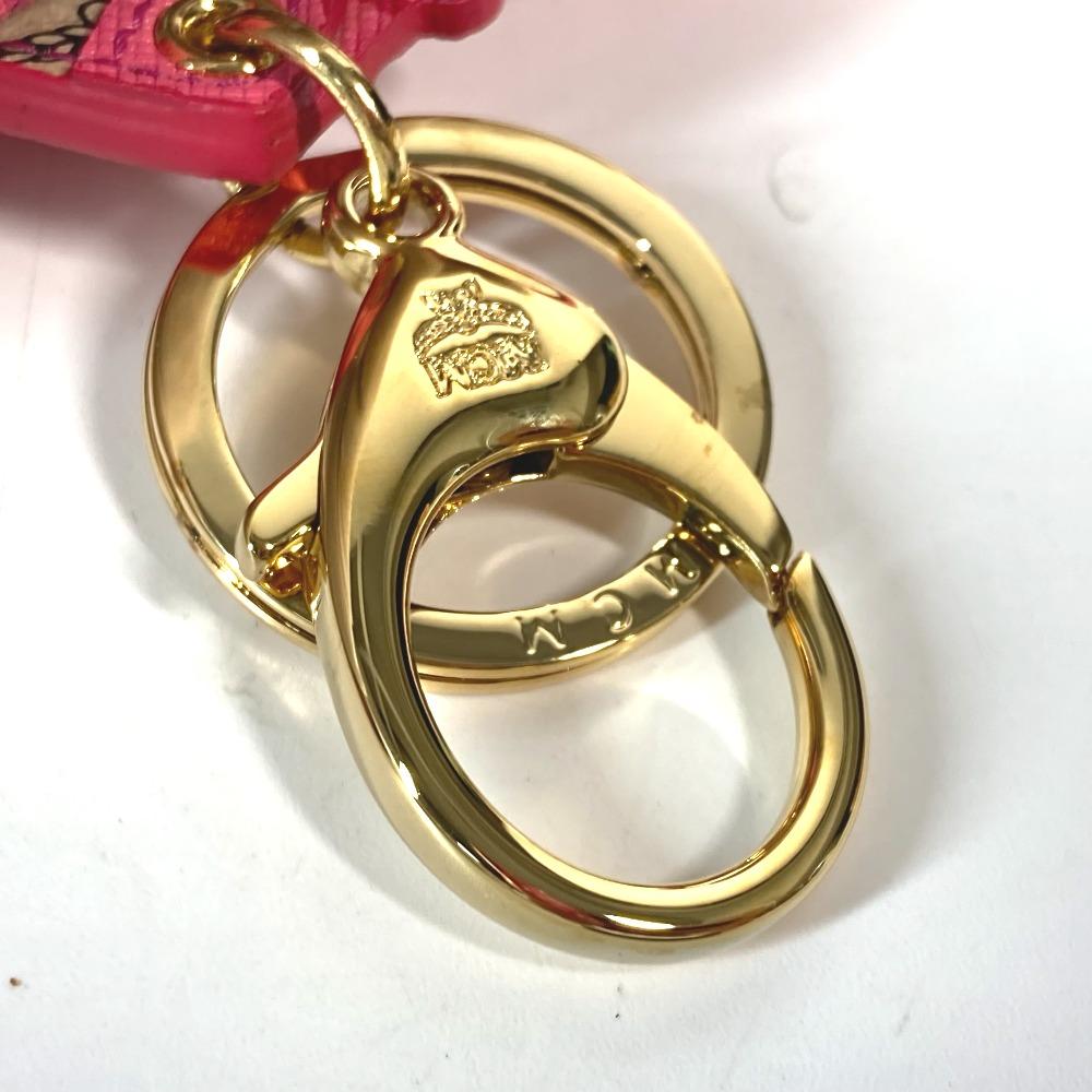 MCM Vicetos logo Bag Design Bag Charm Key Holder Leather Beige/pink Unused