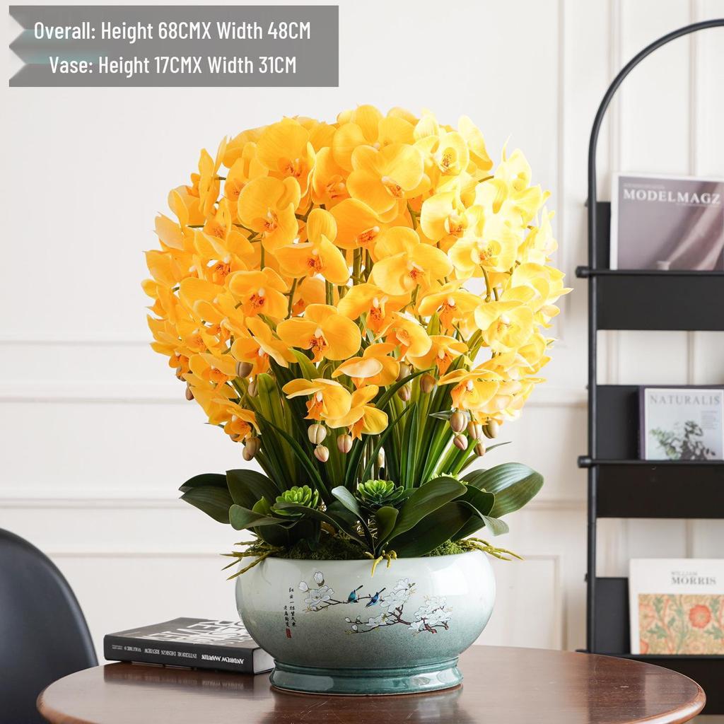Luxury Phalaenopsis Artificial Flower Arrangement for Living Room Dining Table Decor