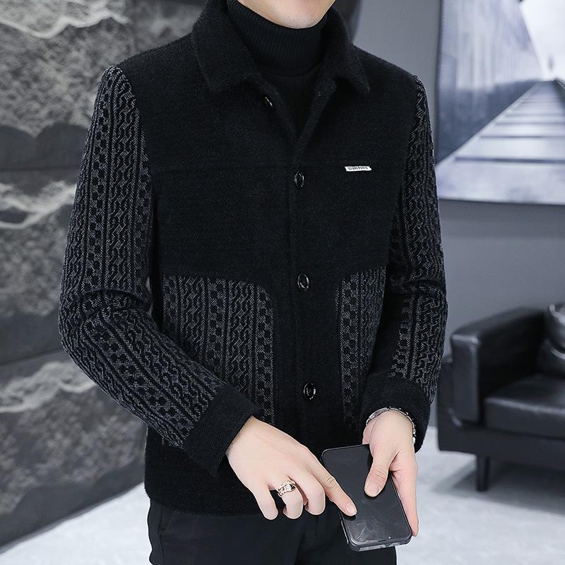 Men's Wool Patchwork Jacket: Warm, Fashionable & Handsome