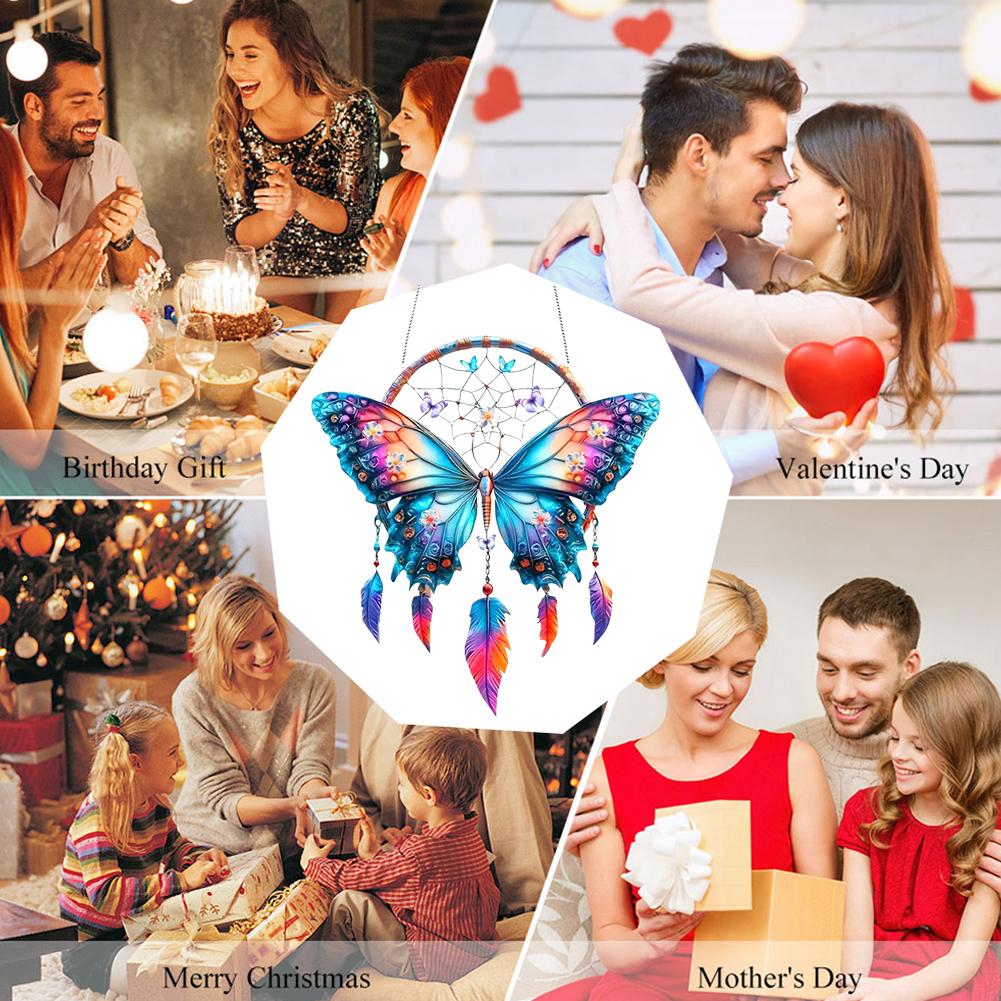 1PCS Acrylic Dream Catcher Hanging Ornament 20x18cm Waterproof Scratch Resistant Butterfly Hummingbird Design Home Room Decor