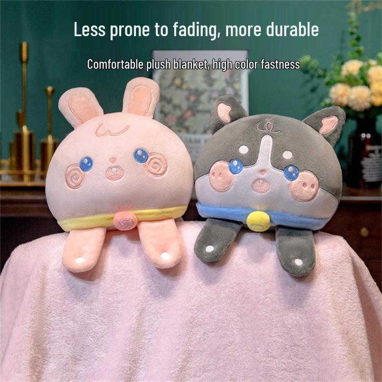 3D Cartoon Capybara Foldable Blanket Pillow for Office Nap and Air Conditioning