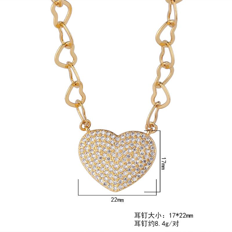 Clavicle Chain Love Inlaid Micro-diamond Zircon Large Peach Heart Chain, Can Be Customized Foreign Trade Heart Pendant Necklace Cold Wind
