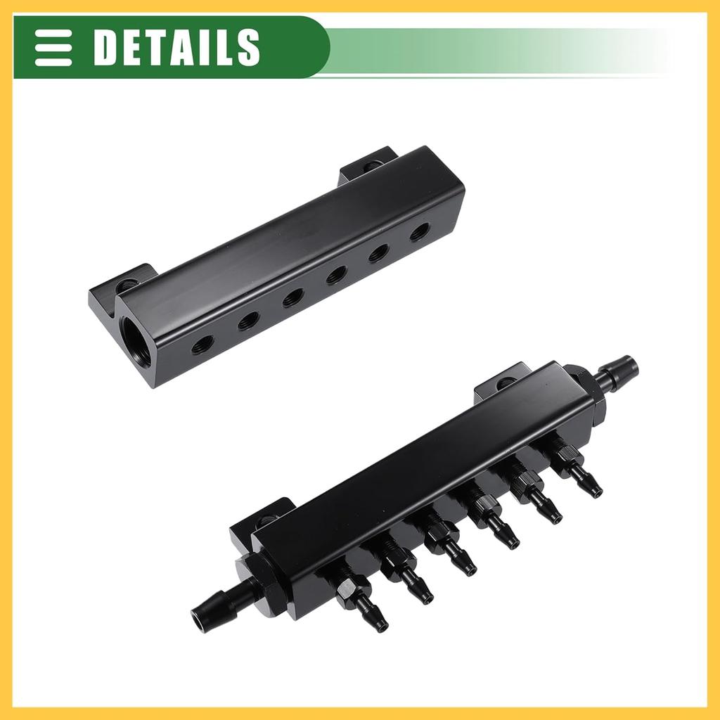 Universal Vacuum Block Intake Manifold Kit, Turbo Wastegate Boost Block Intake Manifold, 6 1/8" Ports, 2 3/8" Interfaces, Aluminium, Black, 1 Set