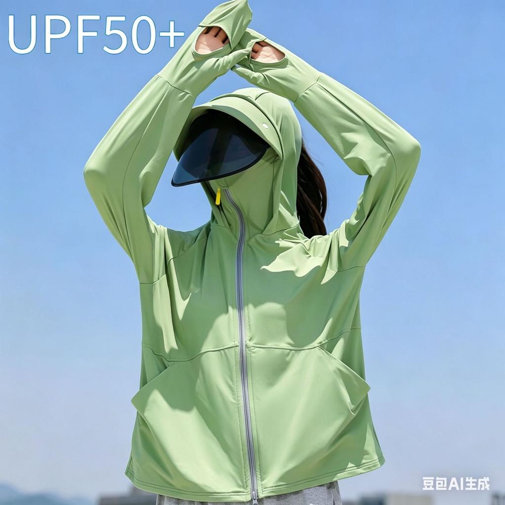 UPF10 + Sunscreen Clothing Women's Summer 1011 New UV Protection Ice Silk Large Size Cycling Sunscreen Clothing Breathable Thin