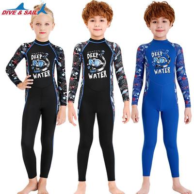 Children's Swimsuit Sunscreen One-piece Diving Suit Long-sleeved Middle-aged Rafting Snorkeling Quick-drying Jellyfish UPF50+