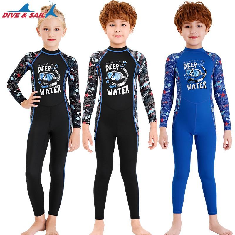 Kids UPF 50 Long Sleeve Rash Guard Swimsuit Snorkeling Swimming