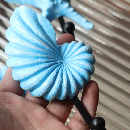 3 Pezzi Ganci da Parete, Ganci Appendiabiti Vintage in Metallo e Resina a Forma di Conchiglia per Bagno Cucina Ingresso, Appendioggetti Decorativo a Tema Spiaggia con Stella Marina Conchiglia,