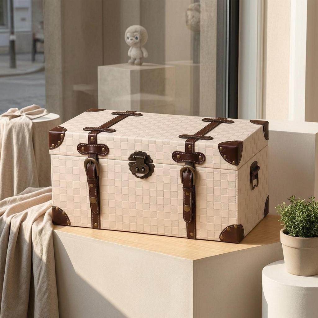 Vintage Storage Box Retro Decorative with Handles Rustic for Bedroom