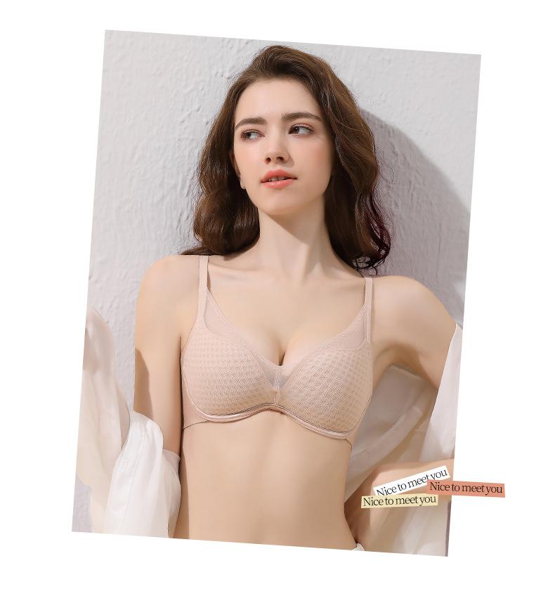 Damen-Minimizer-BH mit weichem Stahlring, ultradünner Büstenhalter, gerafft, Push-Up-Dessous-Anpassung, nahtlose Unterwäsche