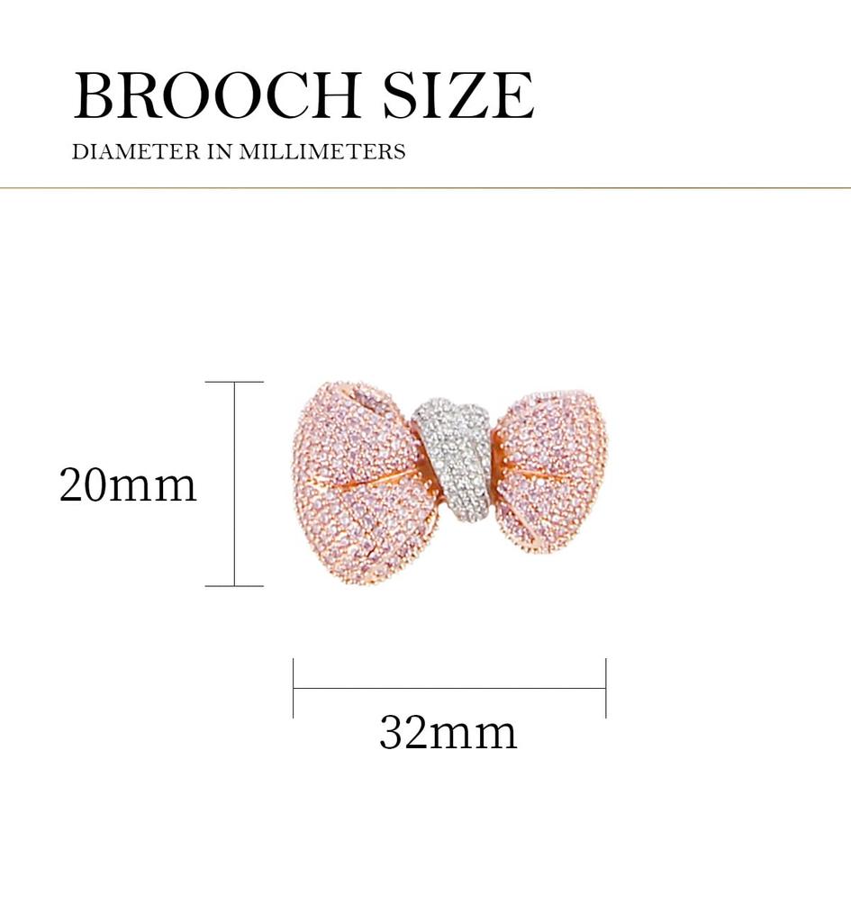 LAVINA Pave Cubic Zirconia Ribbon Exquisite Brooch Pin Bridal Jewelry Wedding Rhodium Plated Cubic Zirconia Women's Prom, Brass. ,