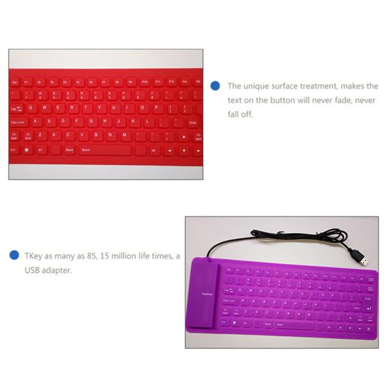 85 Keys USB Wired Waterproof Folding Silicone Keyboard for PC Laptop Notebook