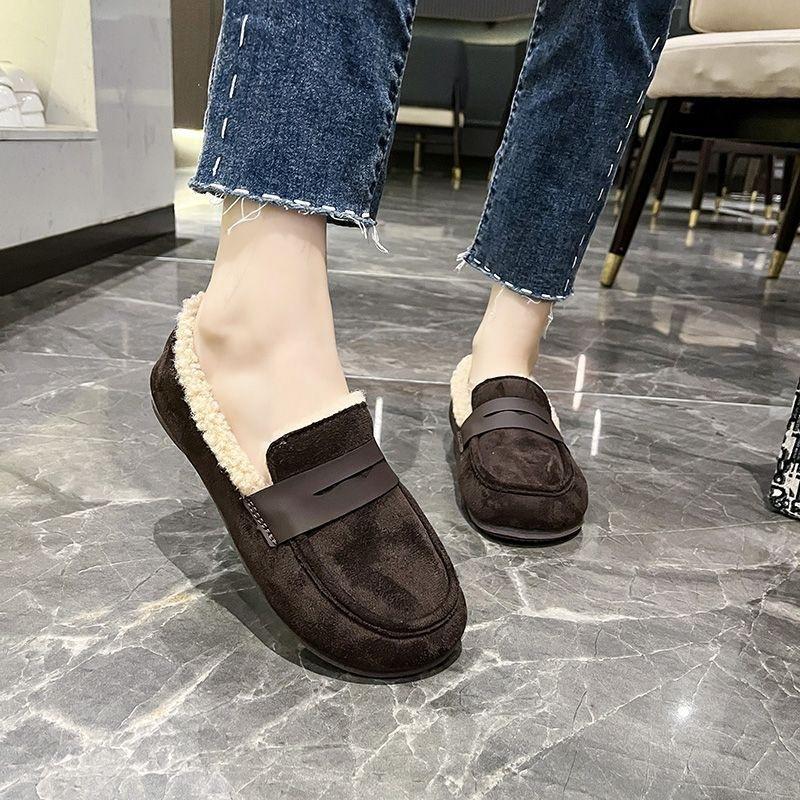Wide fat feet with one pedal, warm Doudou cotton shoes, new winter soft-soled non-slip, piled and thickened snow boots for pregnant women