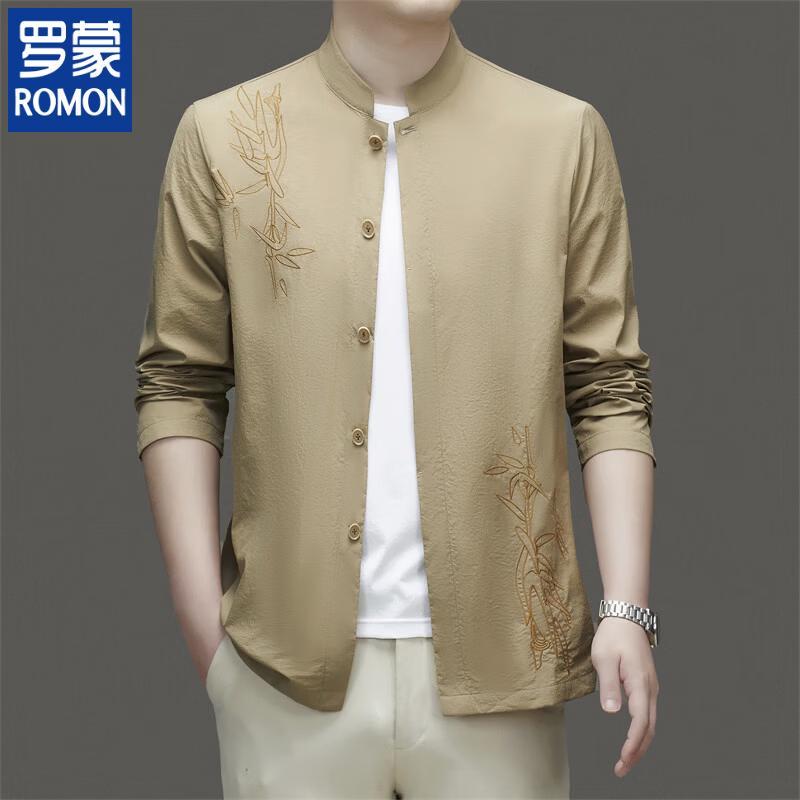 ROMON Men's New Chinese Style Lightweight Long-Sleeve Shirt