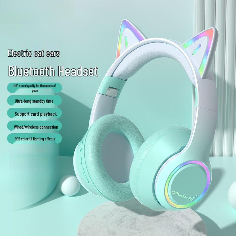 Vezeték nélküli Bluetooth macskafüles gamer headset zajszűréssel laptopokhoz és mobil eszközökhöz