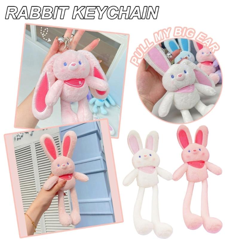 Plush-Rabbit Keychain Bunny-Keyring Stuffed Animals Doll-Keyring Charm Handbag Backpack Pendant for Valentines Day