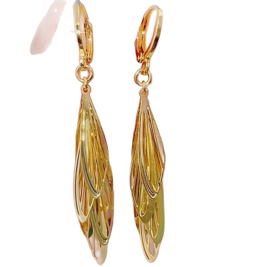 Elegante Quastenohrringe mit goldenen Flügeln - Luxus-Mode-Ohrklemmen für Damen